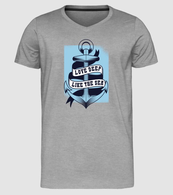 'Love deep like the sea ancoră dragoste Valentine''s Day' model gri pe tricou