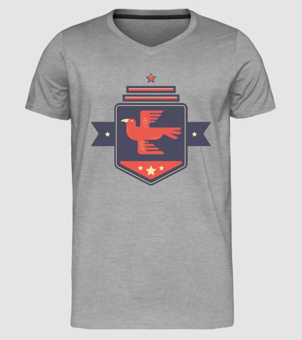 Stemă pasăre model gri pe tricou