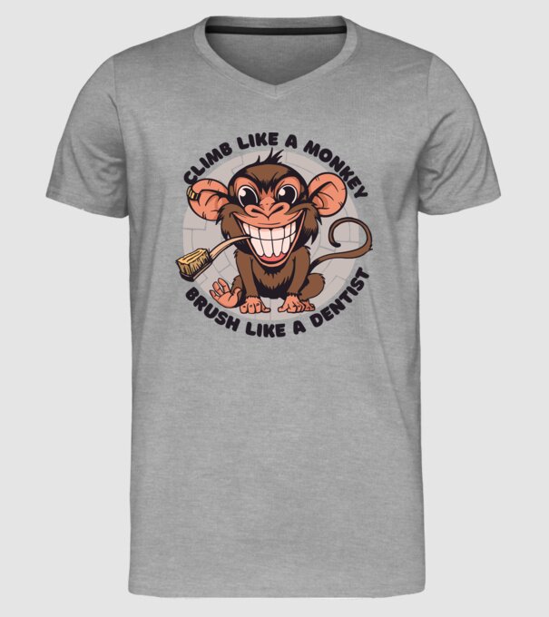 Periuță de dinți maimuță model gri pe tricou