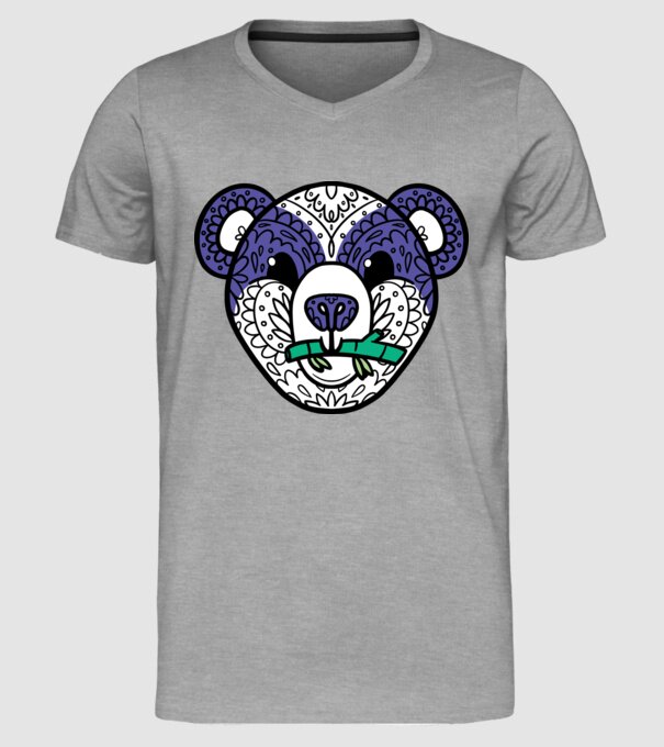 Mandala Panda model gri pe tricou