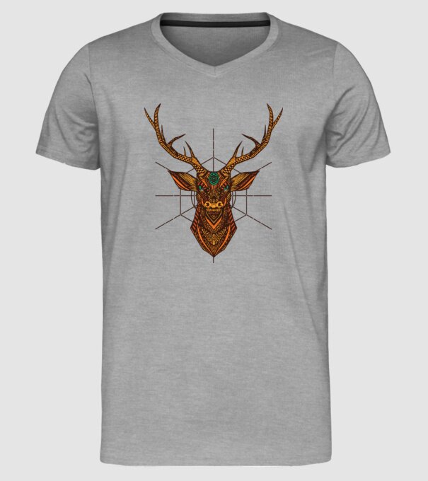 Mandala Cerb model gri pe tricou