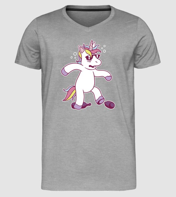 Mahmureală unicorn model gri pe tricou