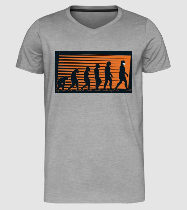Evoluție Mască model gri pe tricou