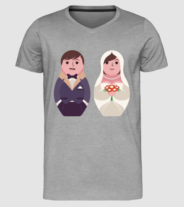 Matrioșka Căsătorie model gri pe tricou