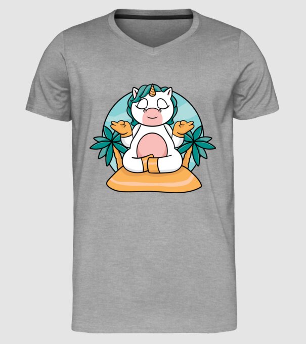 Unicornul meditator model gri pe tricou