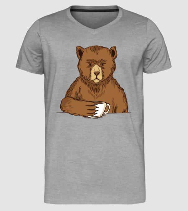Urs cu cafea model gri pe tricou