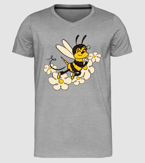 Albină Floare model gri pe tricou