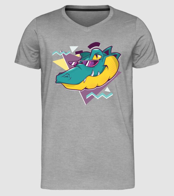 Aligator cool model gri pe tricou