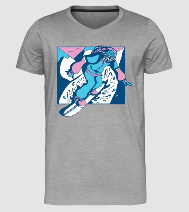 Snowboarder cool model gri pe tricou