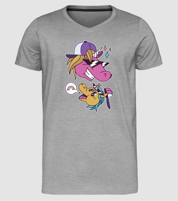 Unicorni cool model gri pe tricou