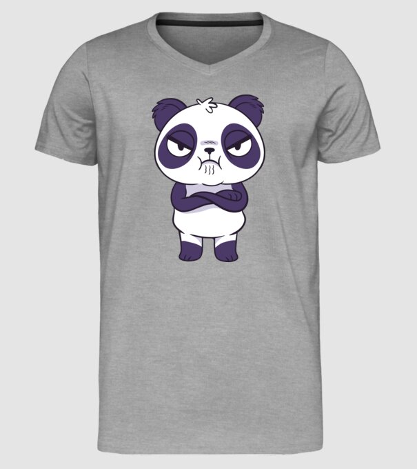 Panda furios model gri pe tricou