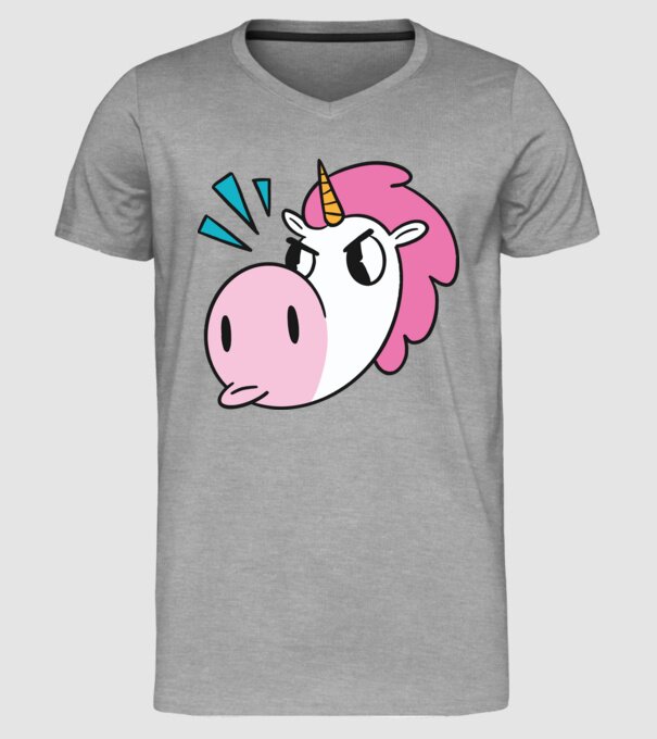 Unicorn supărat model gri pe tricou