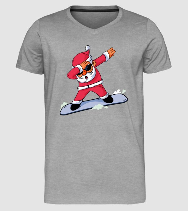 Moș Crăciun Snowboard DAB tricou amuzant model gri pe tricou