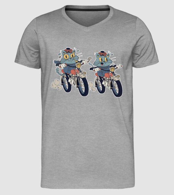 Pisicuțe motocicliste model gri pe tricou
