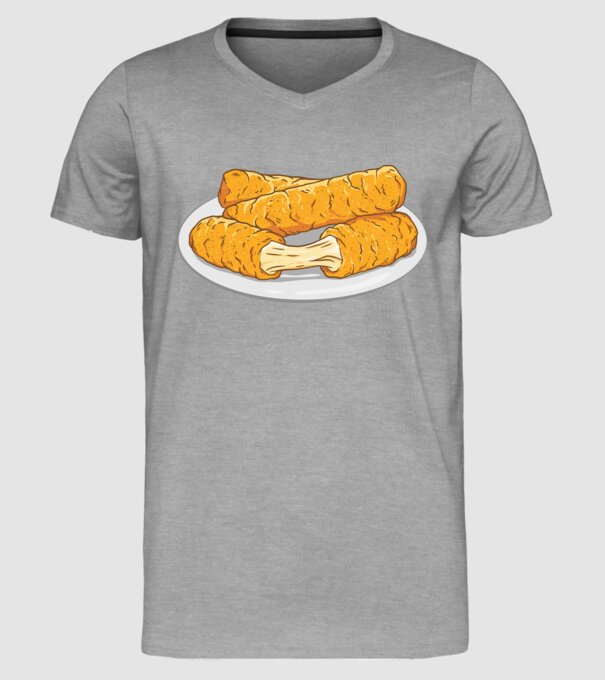 Fâșii de mozarella model gri pe tricou