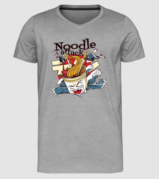 Noodle Attack model gri pe tricou
