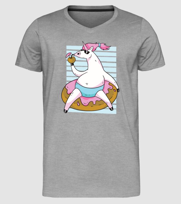 Unicorn în vacanță model gri pe tricou