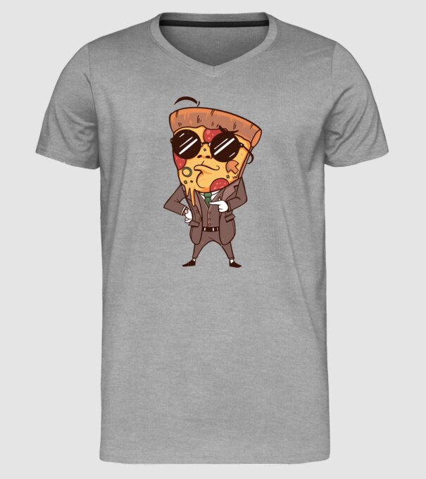 Agent de pizza în Costum model gri pe tricou