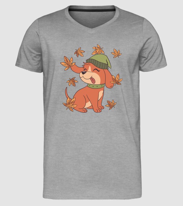 Câine Toamna model gri pe tricou