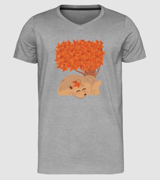 Urs de toamnă model gri pe tricou