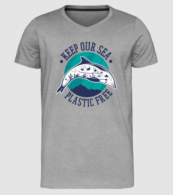 Să protejăm apele de plastic model gri pe tricou