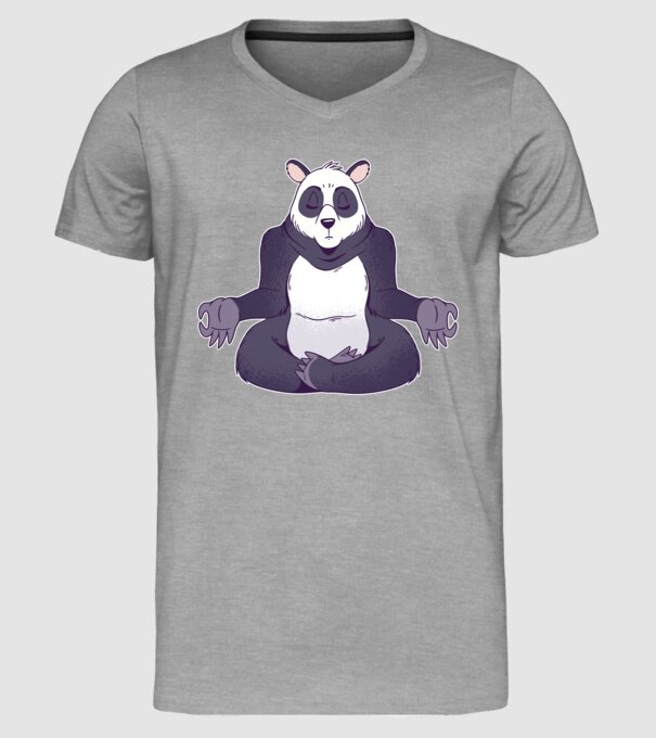 Panda Meditație model gri pe tricou