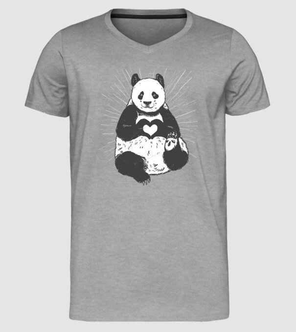 Inimă panda model gri pe tricou