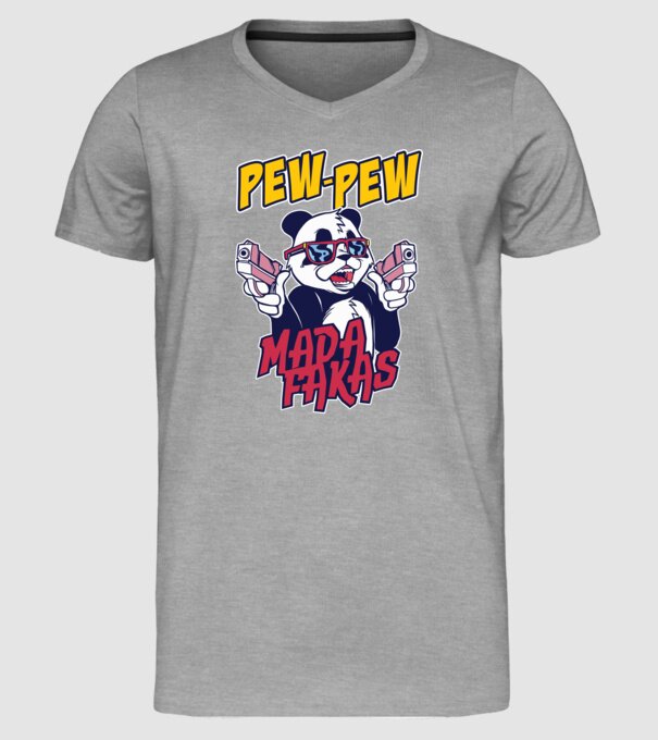 Pew Pew Pew Madafakas Panda model gri pe tricou