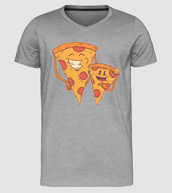 Familie Pizza model gri pe tricou