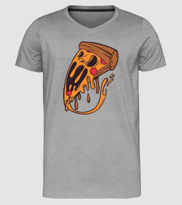 Pizza Horror model gri pe tricou