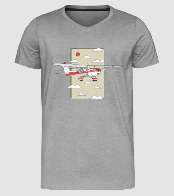 Avion cu elice model gri pe tricou