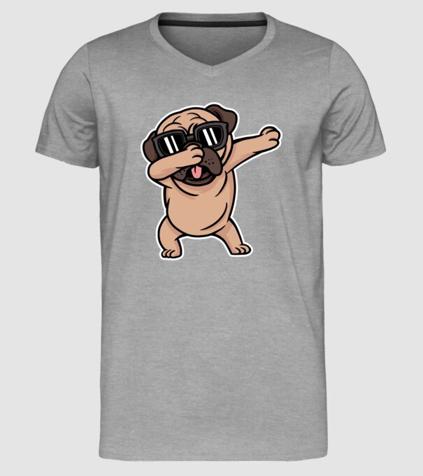 Pug DAB model gri pe tricou