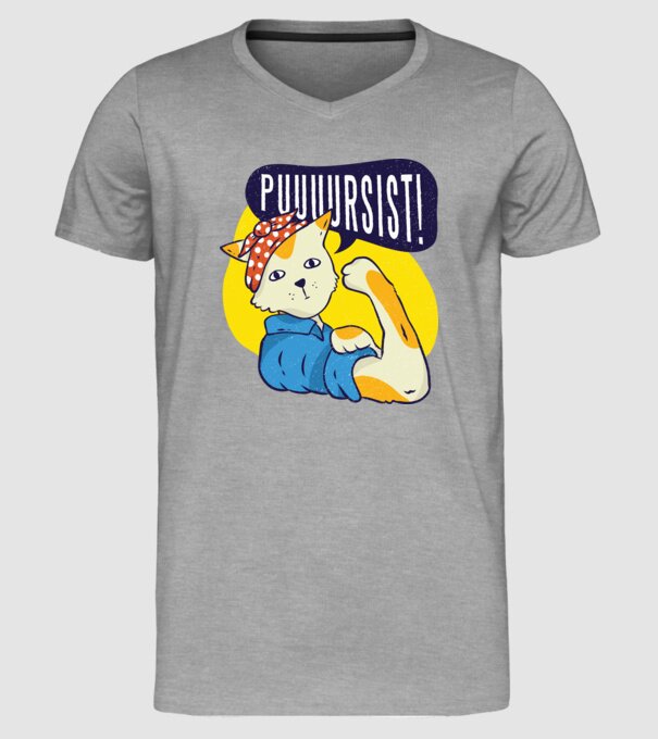 Pisică Pursist model gri pe tricou