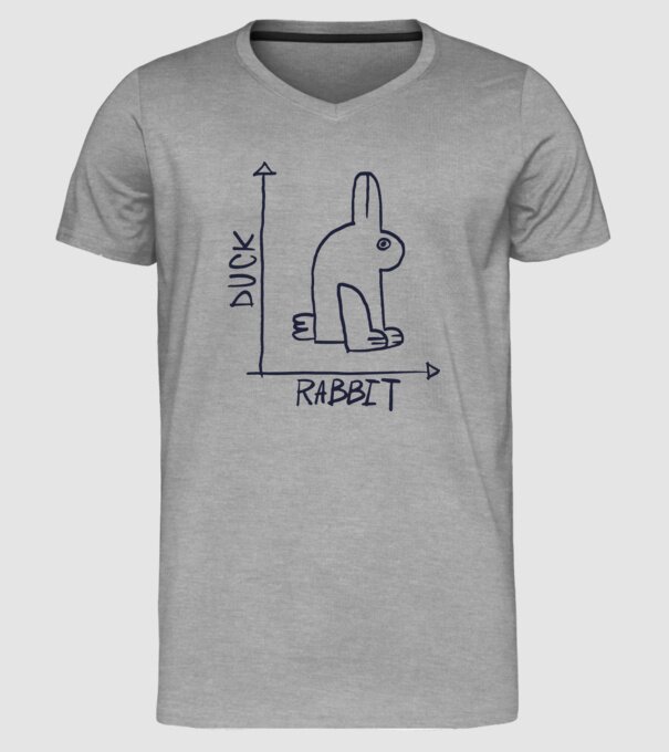 Rabbit vs Duck - Iepure sau Rață model gri pe tricou