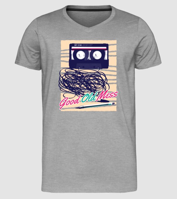 Vremuri bune și vechi Casetă model gri pe tricou