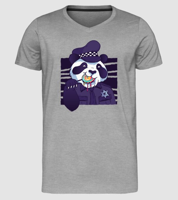 Panda polițist cu acadea model gri pe tricou
