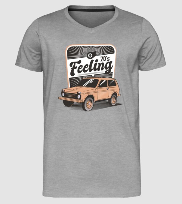 Mașină Retro anii 70 Lada Niva model gri pe tricou