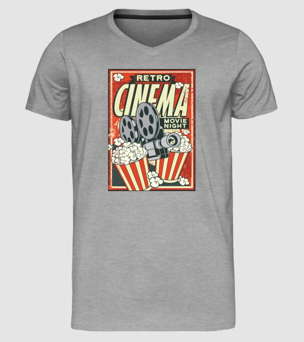 Afiș cinema retro model gri pe tricou