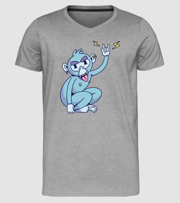 Maimuța Rocker model gri pe tricou