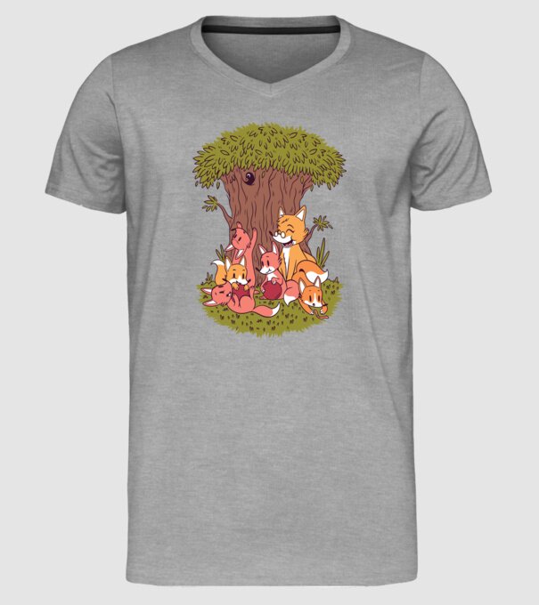 Familie Vulpe model gri pe tricou