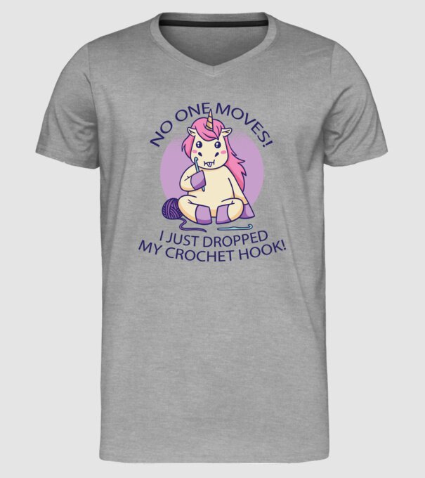 Nu mișcă nimeni, mi-a căzut acul de tricotat - Unicorn model gri pe tricou
