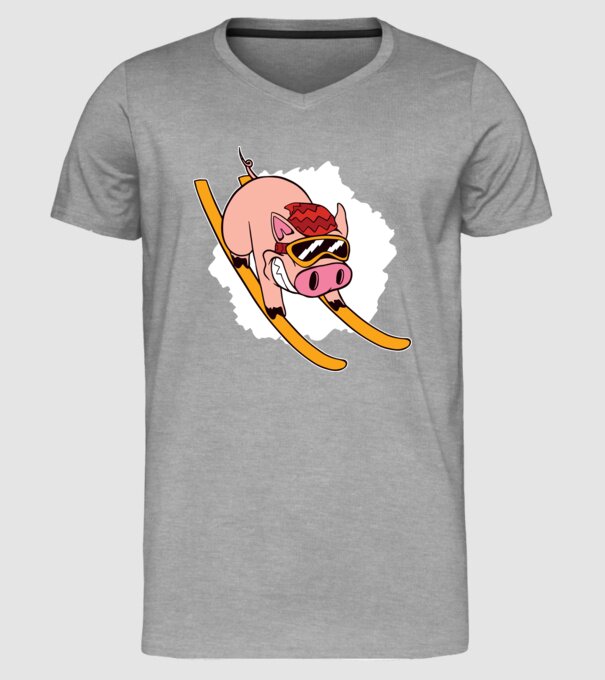 Porcușor schior model gri pe tricou