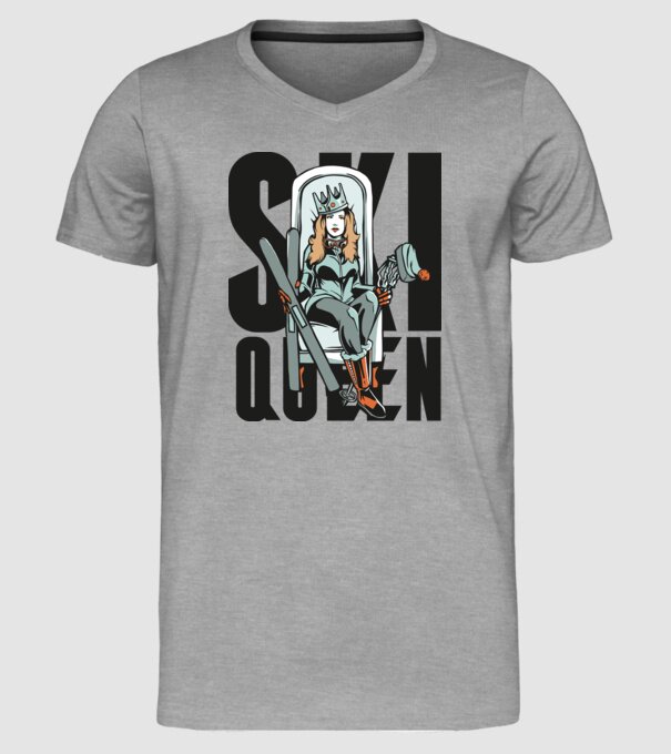 Ski Queen - Regină schioară model gri pe tricou