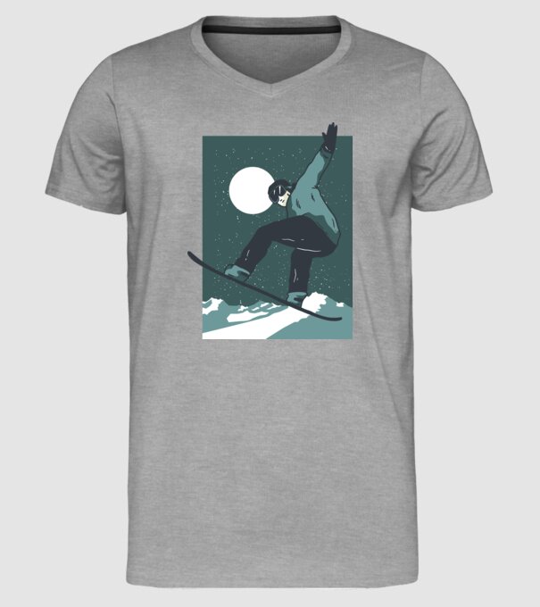 Săritură Snowboard model gri pe tricou