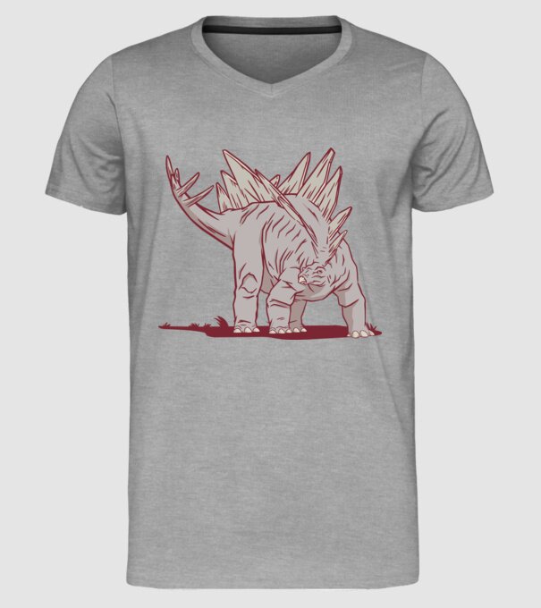 Stegosaurus dinozaur model gri pe tricou