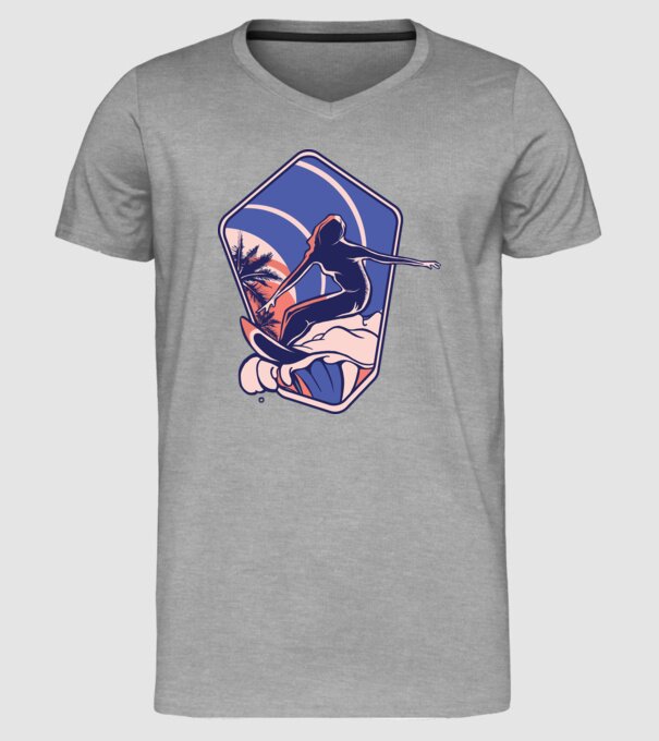Surf ilustrare model gri pe tricou