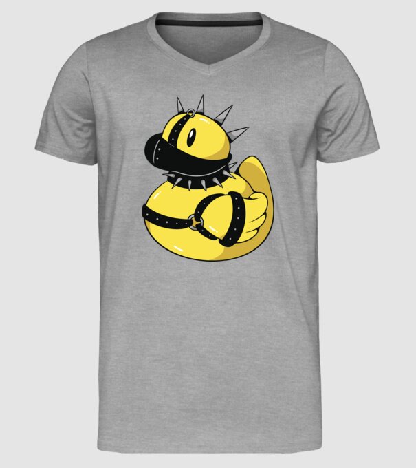 Rățușcă de cauciuc sadistă model gri pe tricou