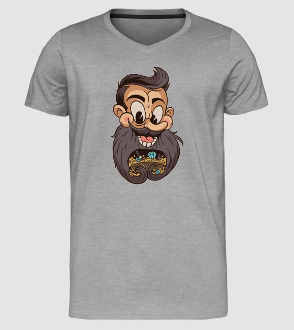 Comoară barbă model gri pe tricou