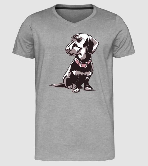 Teckel cu părul sârmos model gri pe tricou