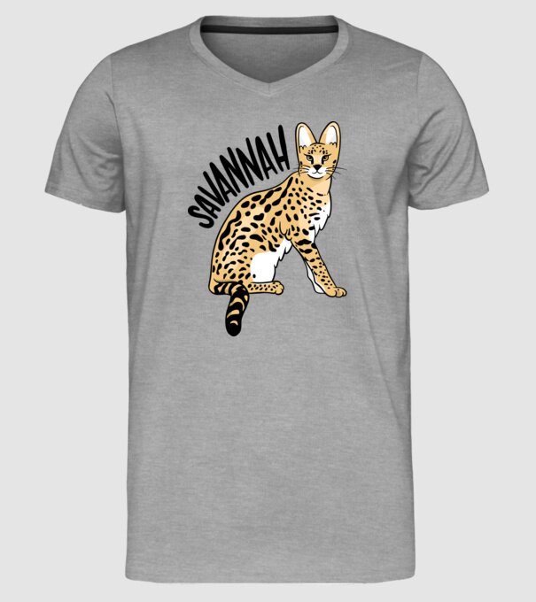 Pisică Savannah model gri pe tricou